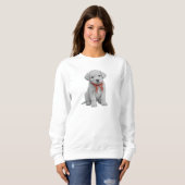 Puppy with Red Bow Sweatshirt Cute Puppy Crewneck スウェットシャツ (正面フル)
