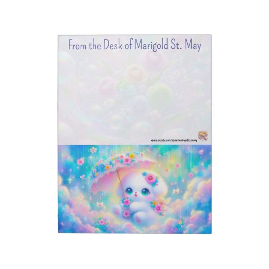 Puppy with Umbrella Notepad ノートパッド (回転)