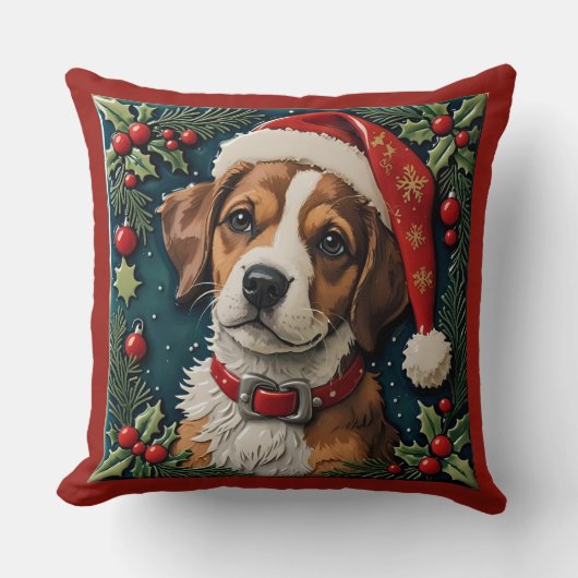 Puppy Wonder Customizable Throw Pillow クッション (正面)