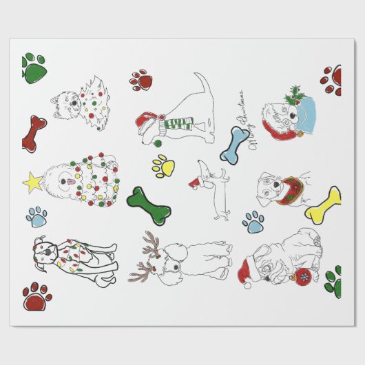 PUPPY XMAS WRAPPING PAPER ラッピングペーパー (フラット)