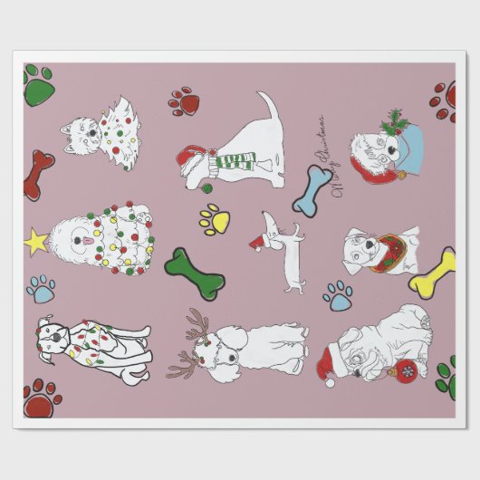 PUPPY XMAS WRAPPING PAPER ラッピングペーパー (フラット)