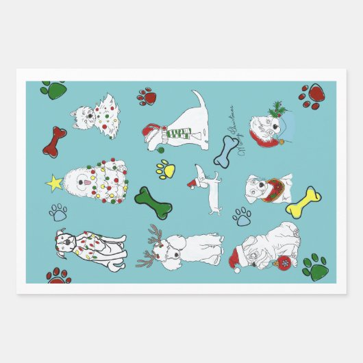 PUPPY XMAS WRAPPING PAPER SET  ラッピングペーパーシート (正面)