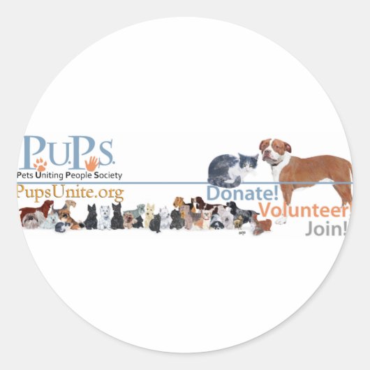 PUPsロゴグッズ ラウンドシール (正面)