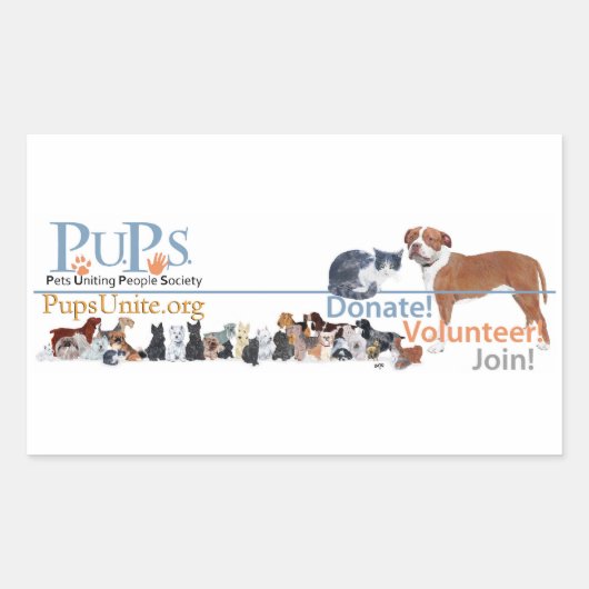 PUPsロゴステッカー 長方形シール (正面)