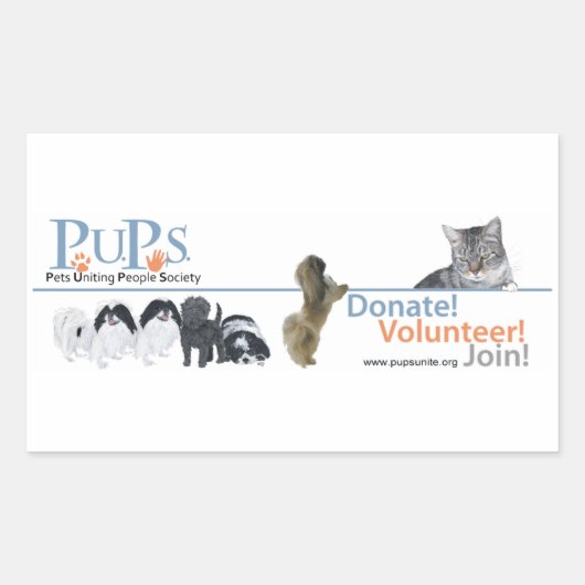 PUPsロゴステッカー Pekingese 長方形シール (正面)