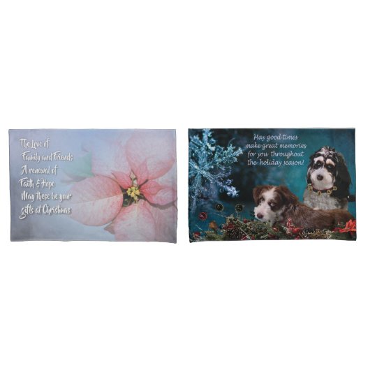 pups and flowers reversible pillow cases 枕カバー (フロントセット)