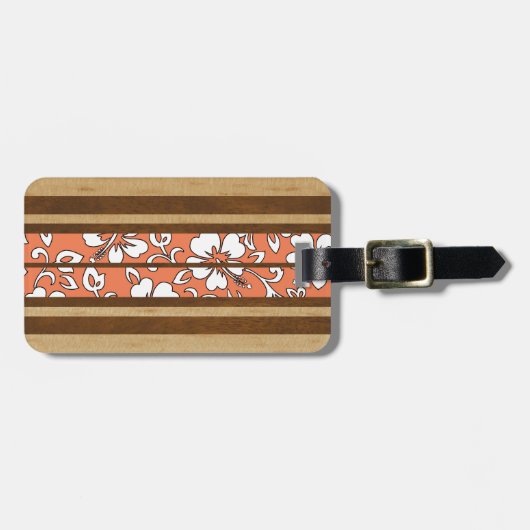 Pupukeaのハイビスカスのハワイのサーフボードの荷物のラベル ラゲッジタグ (正面横)