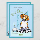 Pupy Birthday Party Beagle Boy Off-Reach Art™ 招待状 (正面/裏面)