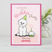 Pupy Birthday Party Bichon Girl Off-Reach Art™ 招待状 (スタンド正面)