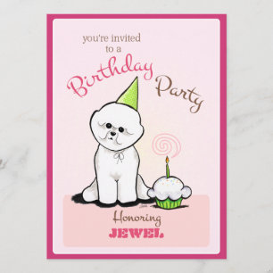 Pupy Birthday Party Bichon Girl Off-Reach Art™ 招待状