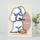 Pupy Birthday Party Poodle Girl Off-Reach Art™ 招待状 (スタンド正面)