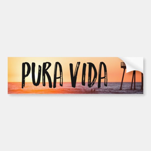 Pura Vidaの日没のビーチの熱帯バンパーステッカー バンパーステッカー (正面)