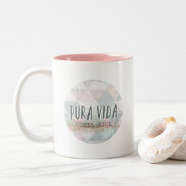 Pura Vidaコスタリカの夏の水彩画 ツートーンマグカップ