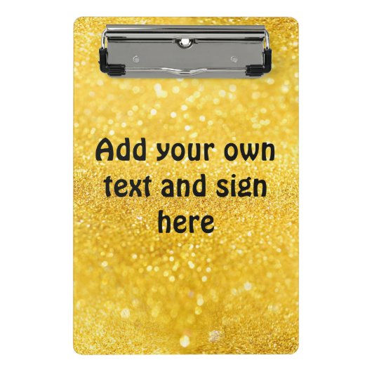 PURE金ゴールドスパークルパターン+テキスト/アイディア ミニクリップボード (正面)