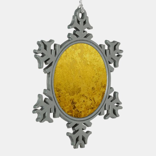 PURE金ゴールドパターン/金ゴールドリーフ スノーフレークピューターオーナメント (左)