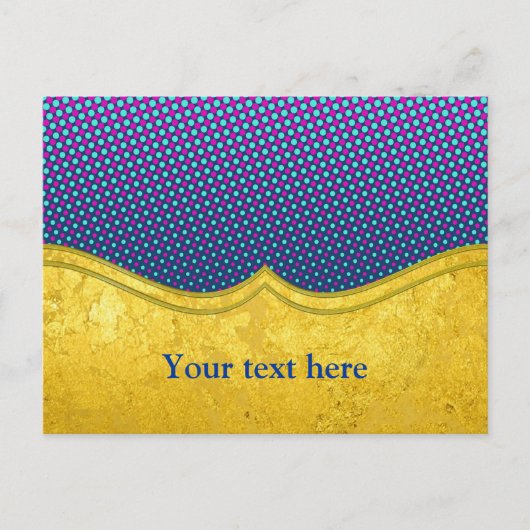 PURE金ゴールドパターン/金ゴールドリーフ+写真と文字 ポストカード (正面)