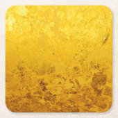 PURE金ゴールドリーフのパターン+テキスト/写真 スクエアペーパーコースター (正面)