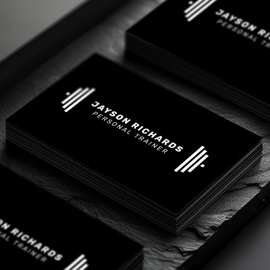 Pure Black Bold Barbell Personal Trainer Simple 名刺