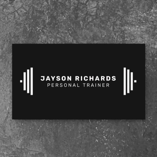Pure Black Bold Barbell Personal Trainer Simple 名刺