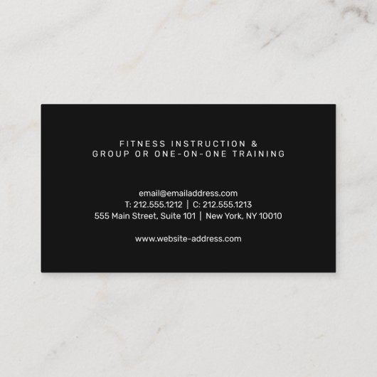 Pure Black Bold Barbell Personal Trainer Simple 名刺 (裏面)