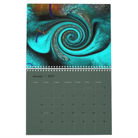 "Pure Contemporary" (medium) 2page  カレンダー (1月 2027)