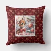 Pure festive scene baby fawn Christmas pillow  クッション (裏面)