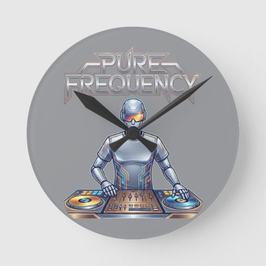 Pure Frequency – エレクトロニックミュージックアート ラウンド壁時計 (正面)