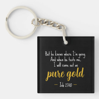 Pure Gold Job 23:10 Scripture Keychain キーホルダー
