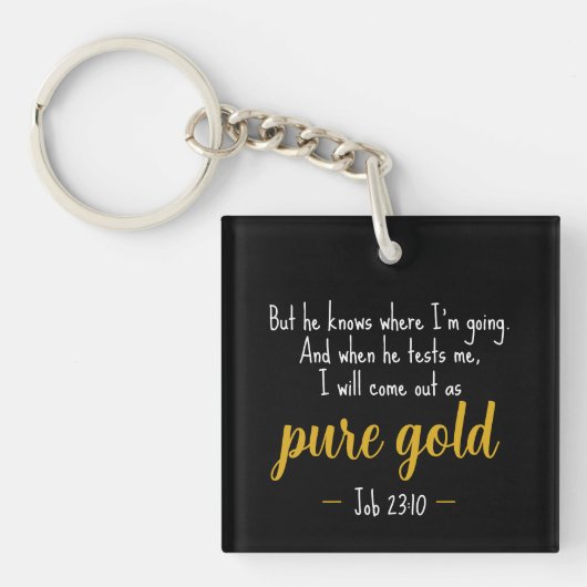 Pure Gold Job 23:10 Scripture Keychain キーホルダー (正面)