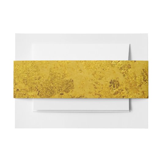 PURE GOLD LEAF パターン + お好きなテキスト / 写真 招待状ベリーバンド (正面例)
