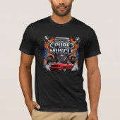 Pure Muscle Power – Engine Muscle Car with Flame Tシャツ (正面)