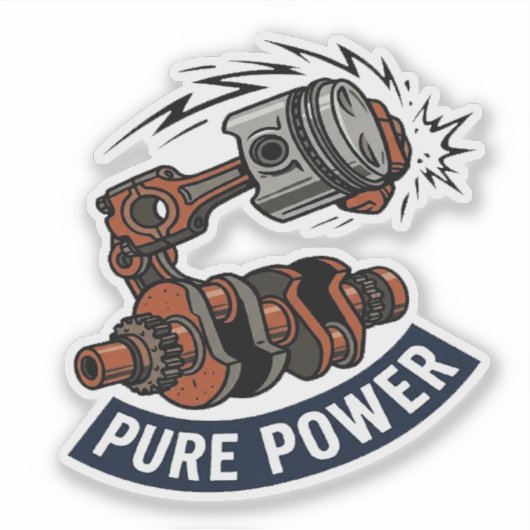Pure Power Engine Piston Biker Motorcycle シール (正面)