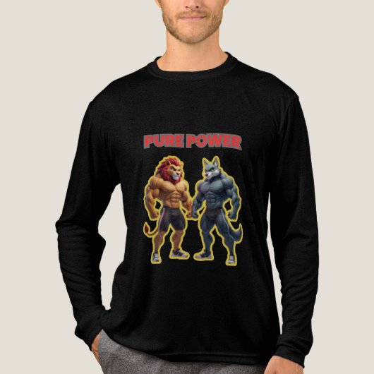 Pure Power – Strong Animal Muscle Cartoon Design トライブレンドＴシャツ (正面)