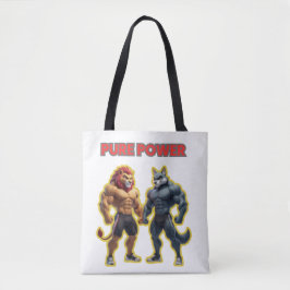 Pure Power – Strong Animal Muscle Cartoon Design トートバッグ