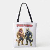 Pure Power – Strong Animal Muscle Cartoon Design トートバッグ (裏面)