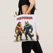Pure Power – Strong Animal Muscle Cartoon Design トートバッグ (クローズアップ)