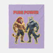 Pure Power – Strong Animal Muscle Cartoon Design フリースブランケット (正面)
