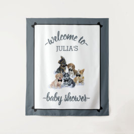 Pure Puppy | エレガントなベビーシャワーバックドロップサイン タペストリー