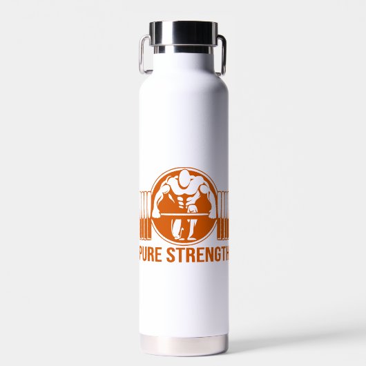 Pure Strength Powerlifting Logo – Gold Edition Gym ウォーターボトル (正面)