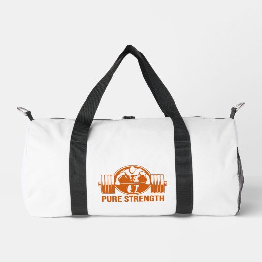 Pure Strength Powerlifting Logo – Gold Edition Gym ダッフルバッグ (正面)