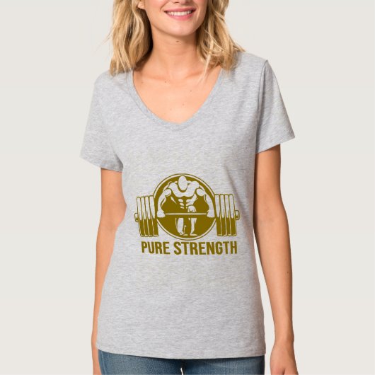 Pure Strength Powerlifting Logo – Gold Edition Gym Tシャツ (正面)