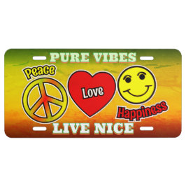 PURE VIBES ピースサイン グランジトロピカル ナンバープレート