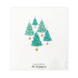 Pure Watercolor Christmas Trees 先生用メモ帳 ノートパッド