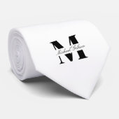 Pure White | Custom Monogram Wedding Groomsmen ネクタイ (ロール)