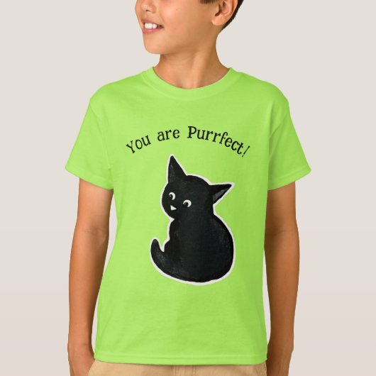 Purfect Black kitten T-Shirt Tシャツ (正面)