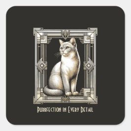 Purfect Catデザインイン白黒アールヌーボー スクエアシール