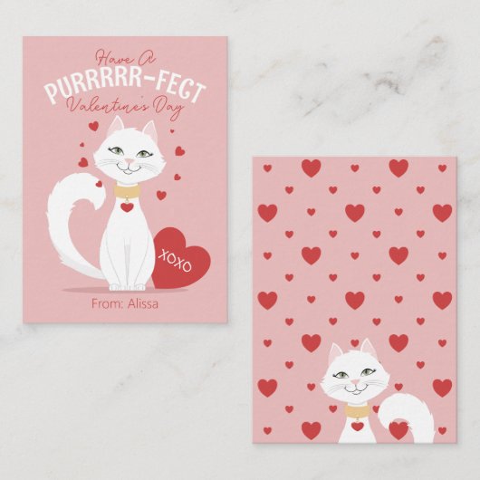 Purfect Cat Kids Valentine's Dayカード ノートカード (正面/裏面)