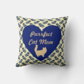 Purfect Cat Mom Blueと金ゴールドハートフローラ黄 クッション (裏面)