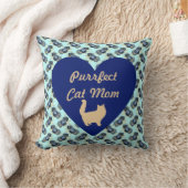 Purfect Cat Mom Blueと金ゴールドハートフローラBlue クッション (ブランケット)