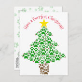 Purfect Christmas おもしろい Cat Pawプリント写真 シーズンポストカード (正面/裏面)